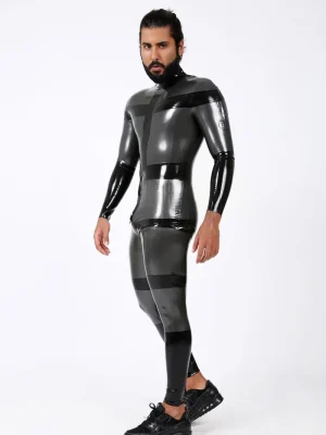 Latex Mens Verti-Cross Shoulder-Zip Catsuit