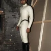 Latex Mens Verti-Cross Shoulder-Zip Catsuit