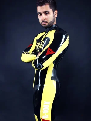 Latex Mens VR46 Brand Name MotoGP Biker Catsuit Latex Mens VR46 Brand Name MotoGP Biker Catsuit