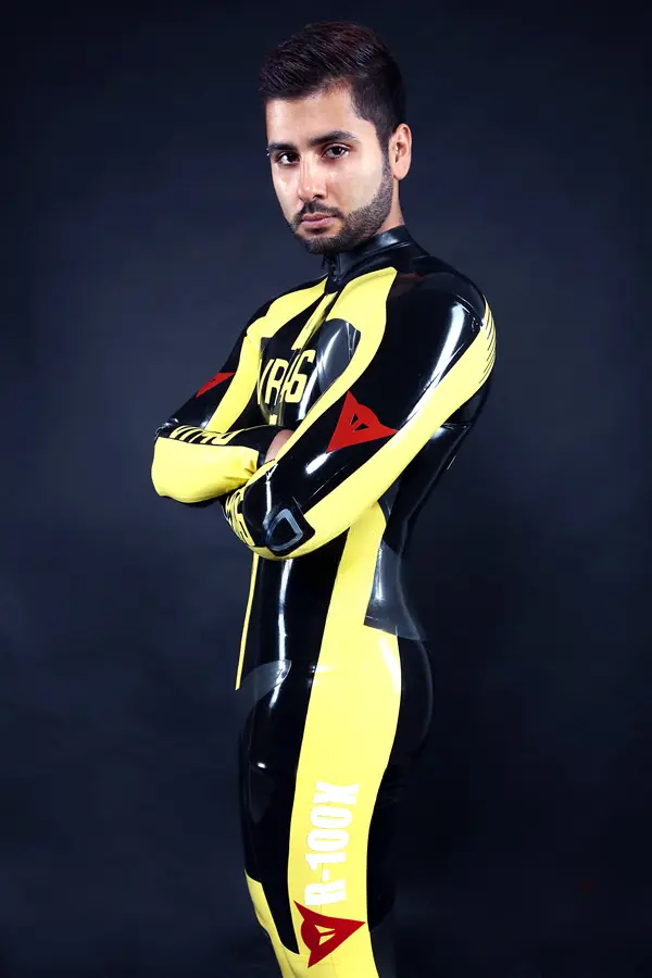 Latex Mens VR46 Brand Name MotoGP Biker Catsuit Latex Mens VR46 Brand Name MotoGP Biker Catsuit