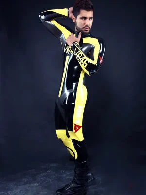 Latex Mens VR46 Brand Name MotoGP Biker Catsuit Latex Mens VR46 Brand Name MotoGP Biker Catsuit