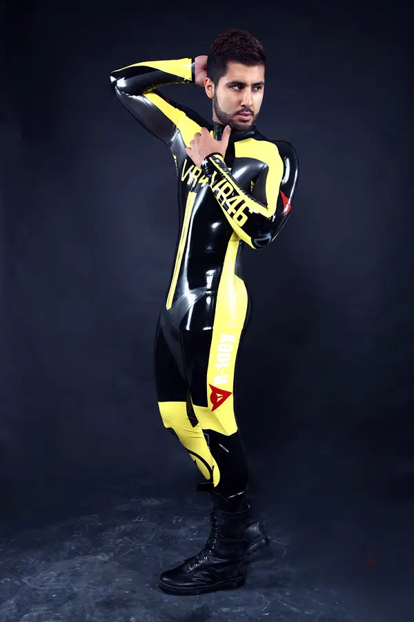 Latex Mens VR46 Brand Name MotoGP Biker Catsuit Latex Mens VR46 Brand Name MotoGP Biker Catsuit