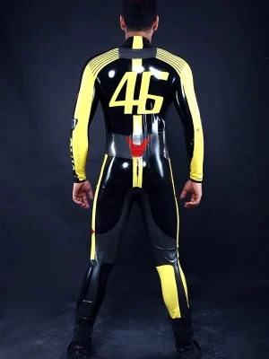 Latex Mens VR46 Brand Name MotoGP Biker Catsuit Latex Mens VR46 Brand Name MotoGP Biker Catsuit