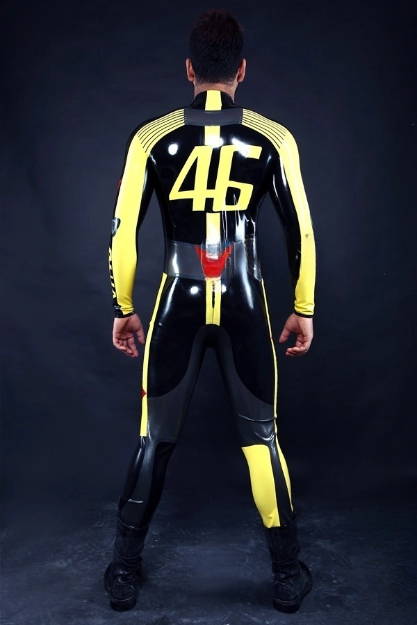 Latex Mens VR46 Brand Name MotoGP Biker Catsuit Latex Mens VR46 Brand Name MotoGP Biker Catsuit