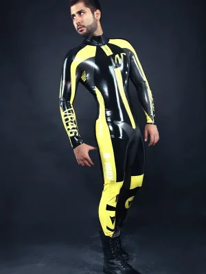 Latex Mens VR46 Brand Name MotoGP Biker Catsuit Latex Mens VR46 Brand Name MotoGP Biker Catsuit