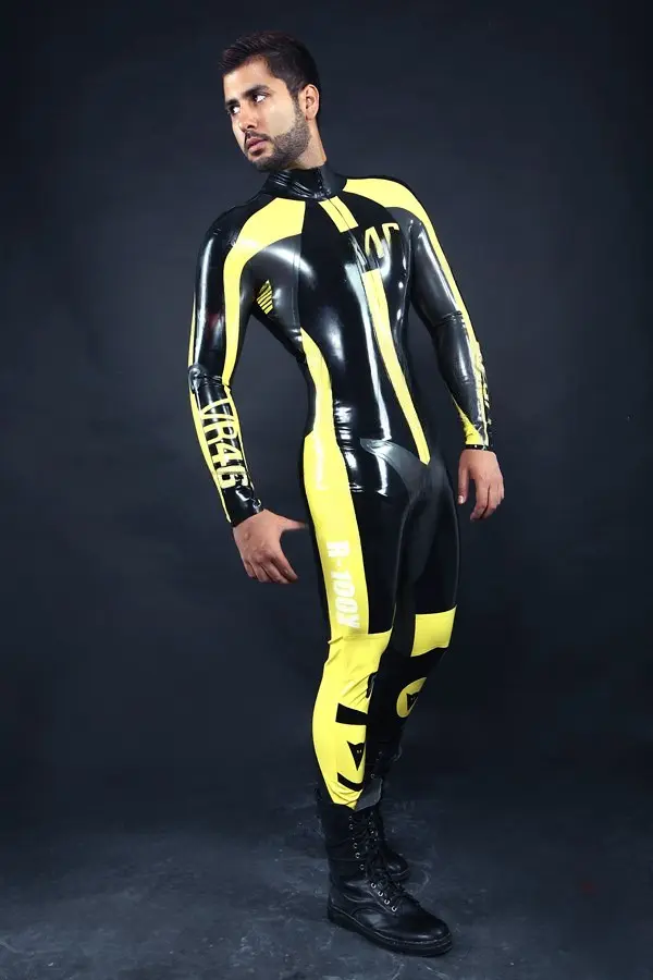 Latex Mens VR46 Brand Name MotoGP Biker Catsuit Latex Mens VR46 Brand Name MotoGP Biker Catsuit
