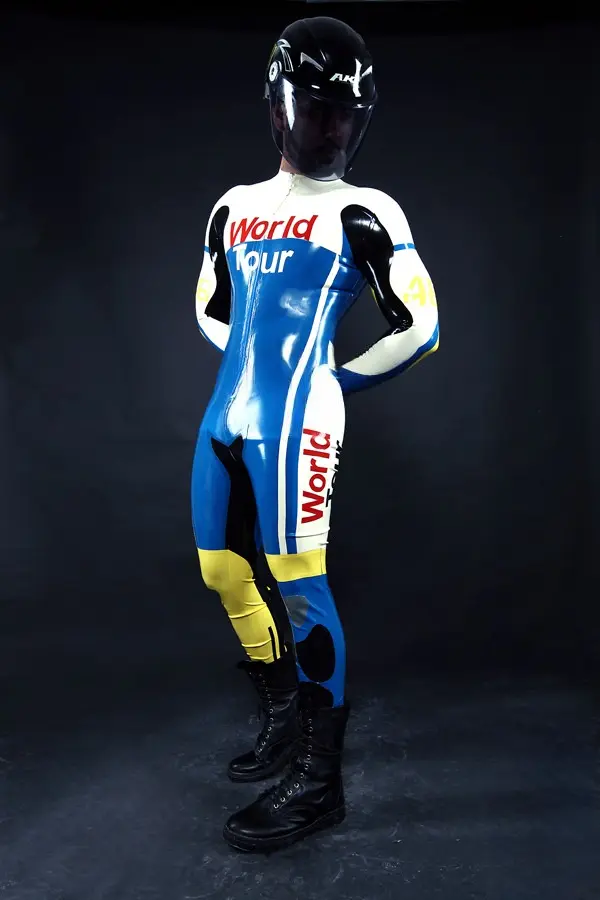 Latex Mens World Tour Motorbike Catsuit Latex Mens World Tour Motorbike Catsuit