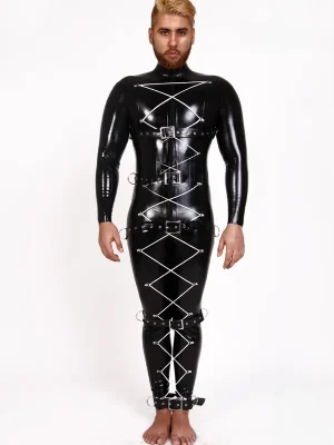 Latex Mens Zig-Zag Ties Catsuit Latex Mens Zig-Zag Ties Catsuit