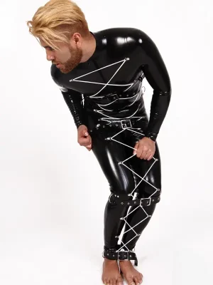 Latex Mens Zig-Zag Ties Catsuit