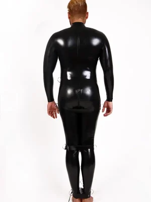 Latex Mens Zig-Zag Ties Catsuit