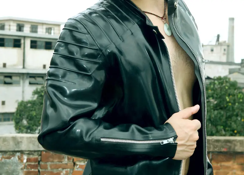 Latex Mens Zip-Front Biker Jacket Latex Mens Zip-Front Biker Jacket