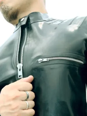 Latex Mens Zip-Front Biker Jacket Latex Mens Zip-Front Biker Jacket