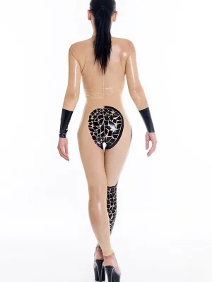 Latex Mosaic Semi-Transparent Catsuit