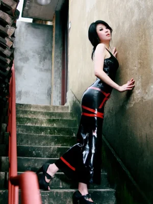 Latex Ribbon Entwined Long Dress Latex Ribbon Entwined Long Dress