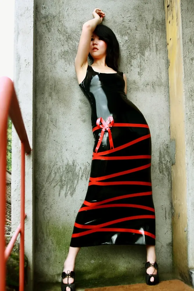 Latex Ribbon Entwined Long Dress Latex Ribbon Entwined Long Dress