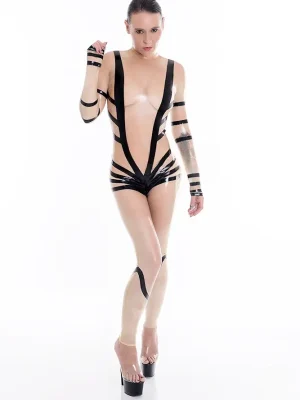 Latex Ribbon Entwined Transparent Catsuit Latex Ribbon Entwined Transparent Catsuit