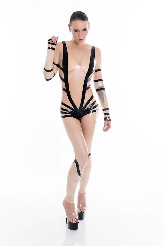 Latex Ribbon Entwined Transparent Catsuit Latex Ribbon Entwined Transparent Catsuit