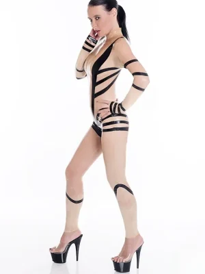 Latex Ribbon Entwined Transparent Catsuit Latex Ribbon Entwined Transparent Catsuit