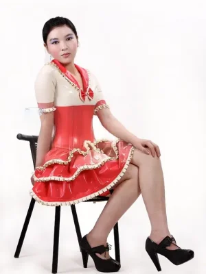 Latex Ruffle Row Bow Dress Latex Ruffle Row Bow Dress