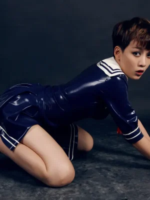 Latex Sailor Sailor Mini-Length Uniform Skirt