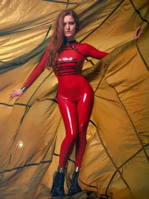 Latex Show Me The Way Uniform Style Catsuit Latex Show Me The Way Uniform Style Catsuit