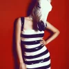 Latex Striped Full Halter-Neck Bra