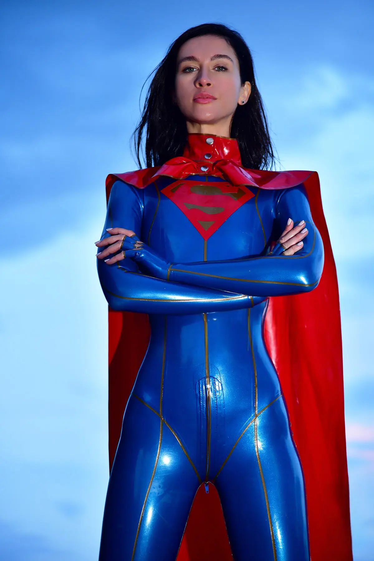 Latex Super Girl Cosplay Catsuit Latex Super Girl Cosplay Catsuit