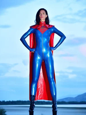 Latex Super Girl Cosplay Catsuit Latex Super Girl Cosplay Catsuit