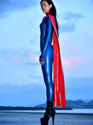 Latex Super Girl Cosplay Catsuit Latex Super Girl Cosplay Catsuit