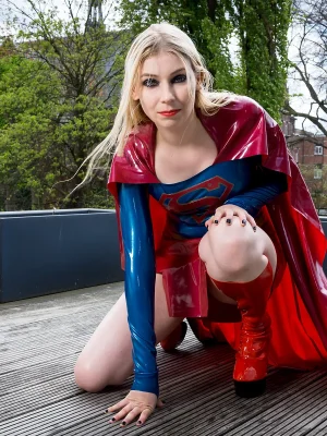Latex Super-girl Costume Dress