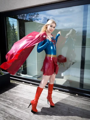 Latex Super-girl Costume Dress