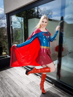 Latex Super-girl Costume Dress