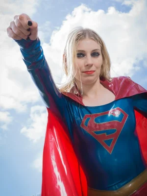 Latex Super-girl Costume Dress