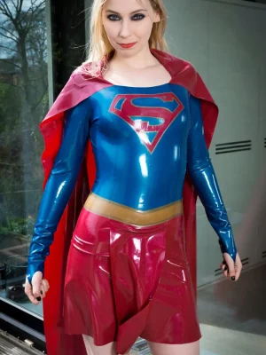 Latex Super-girl Costume Dress
