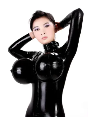 Latex Unisex Boobilicious Inflatable Boobs Catsuit