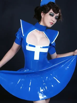 Latex White Cross Nursing Uniform Dress